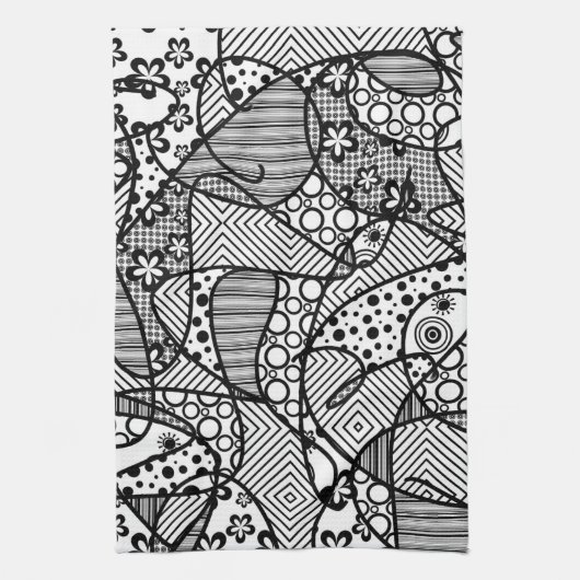 Linge De Cuisine Patchwork noir et blanc 04 de motif (Vertical)