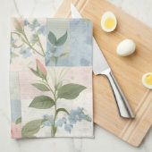 Linge De Cuisine Patchwork Rose Et Bleu Fleur Doux Et Délicat (Quart Plié)