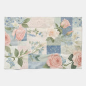 Linge De Cuisine Patchwork Rose Et Bleu Fleur Doux Et Délicat (Horizontal)