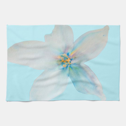 Linge De Cuisine Pâte de fleur d'aquarelle à fleurs blanches (Horizontal)