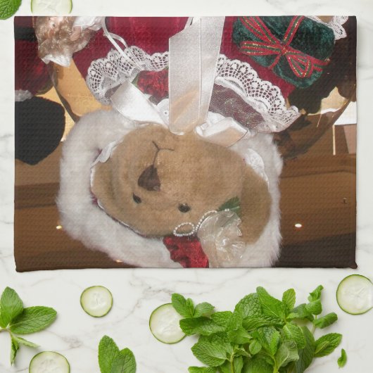 Linge De Cuisine Patinage de Noël Collection d'ours en peluche. (Plié)