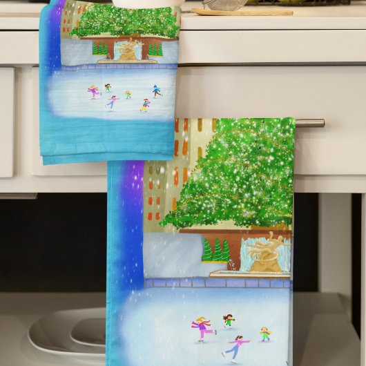 Linge De Cuisine Patinage Sur Glace Au Rockefeller Center