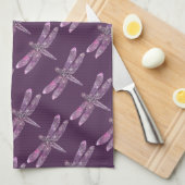 Linge De Cuisine Patine pourpre : Libellules (Quart Plié)
