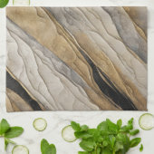 Linge De Cuisine Patinée bande noire et or (Plié)