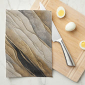 Linge De Cuisine Patinée bande noire et or (Quart Plié)