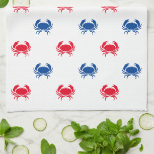 Linge De Cuisine Patriotique motif de crabe rouge blanc et bleu