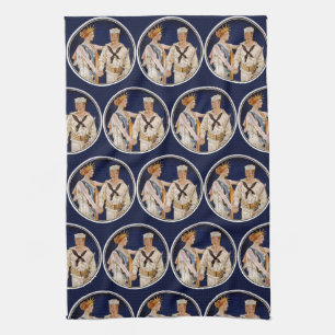 Linge De Cuisine Patriotisme Vintage, Lady Liberty avec marin de la