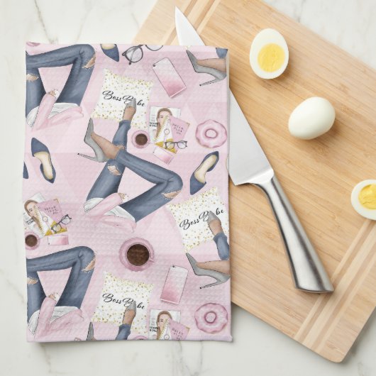 Linge De Cuisine Patron de fille tiré à la main (Quart Plié)