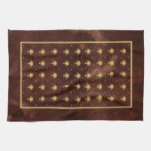 Linge De Cuisine Pattern Leather Brown et Gold Damask (Horizontal)