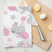 Linge De Cuisine Pattern of Elephants, Cute Elephants - Pink Gray (Quart Plié)