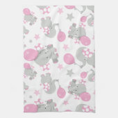 Linge De Cuisine Pattern of Elephants, Cute Elephants - Pink Gray (Vertical)
