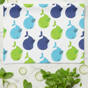 Linge De Cuisine Pattern of Whales, Cute Whales, Sea Animals