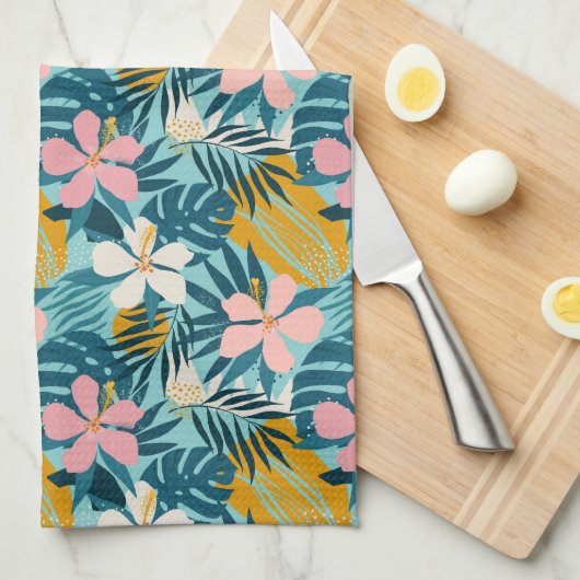 Linge De Cuisine Pattern tropical hibiscus (Quart Plié)