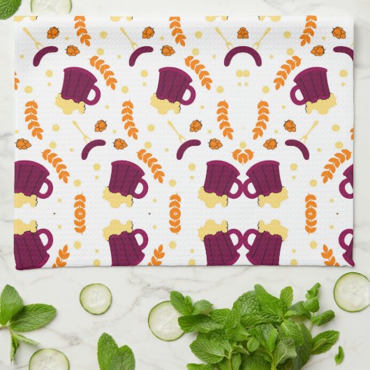 Linge De Cuisine Patterned design with purple cats, yellow fish  (Plié)