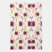 Linge De Cuisine Patterned design with purple cats, yellow fish  (Vertical)