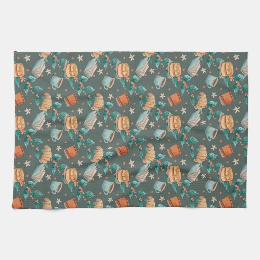 Linge De Cuisine Patterned fabric with whimsical foxes Towel (Horizontal)