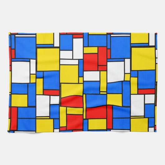 Linge De Cuisine Patters de Mondrian Inspecred Style Red Blue Yello (Horizontal)