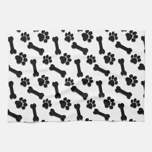 Linge De Cuisine Pattes de chien NOIR et nom et sentiment faits sur (Horizontal)