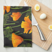 Linge De Cuisine Pavot de Californie (Quart Plié)