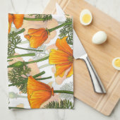 Linge De Cuisine Pavot de Californie (Quart Plié)