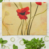 Linge De Cuisine Pavot Ombres rouges Pépites Aquarelle (Plié)