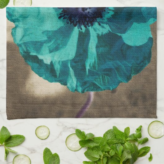 Linge De Cuisine Pavot turquoise (Plié)