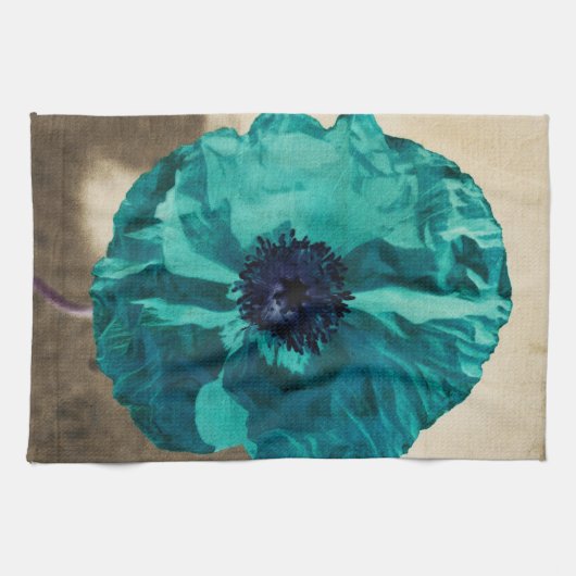 Linge De Cuisine Pavot turquoise (Horizontal)