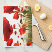 Linge De Cuisine Pavots rouges (Quart Plié)