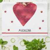 Linge De Cuisine Paws Amoureux des chiens Valentine Cadeau Français (Plié)