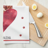 Linge De Cuisine Paws Amoureux des chiens Valentine Cadeau Français (Quart Plié)