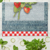 Linge De Cuisine Pays En vichy, Denim et fraises (Plié)