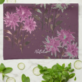 Linge De Cuisine Pays Moderne Floral Monogrammé Violet (Plié)