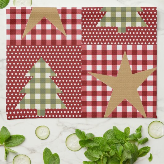 Linge De Cuisine Pays Rustique Noël primitif (Plié)