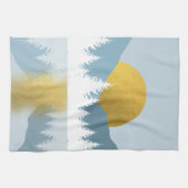 Linge De Cuisine Paysage Abstrait Soleil d'hiver d'or (Horizontal)