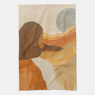 Linge De Cuisine Paysage Boho Désert Collines Terracotta Lune Sage