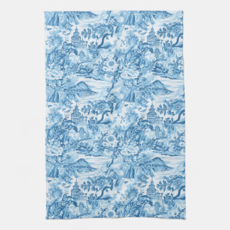 Linge De Cuisine Paysage classique en toile bleue