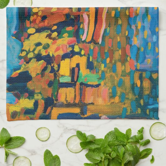 Linge De Cuisine Paysage d'automne avec bateaux de Wassily Kandinsk (Plié)