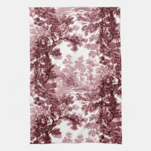 Linge De Cuisine Paysage de la maison Vintage rose et blanc