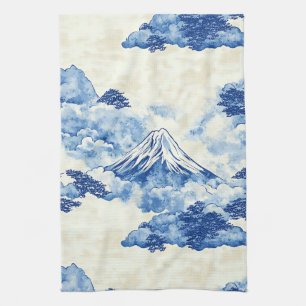 Linge De Cuisine Paysage de nuages de crête de neige bleue apaisant
