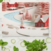 Linge De Cuisine Paysage d'hiver scandinave en 3D (Plié)