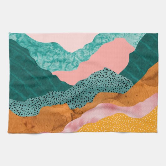 Linge De Cuisine Paysage en papier, déchiré, bords déchirés, verts, (Horizontal)