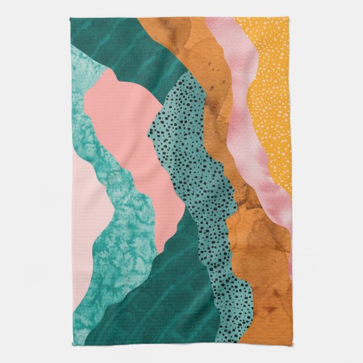 Linge De Cuisine Paysage en papier, déchiré, bords déchirés, verts, (Vertical)