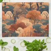 Linge De Cuisine Paysage forestier d'automne stratifié - Bois rusti (Plié)