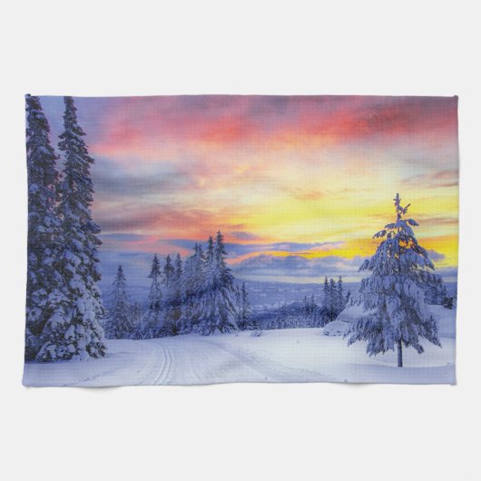 Linge De Cuisine Paysage hivernal (Horizontal)