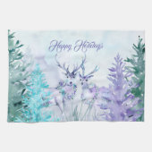 Linge De Cuisine Paysage hivernal à l'aquarelle Joyeuses Fêtes (Horizontal)