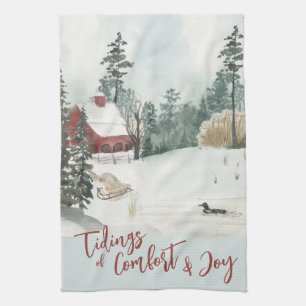 Linge De Cuisine Paysage hivernal Dessins de confort et de joie