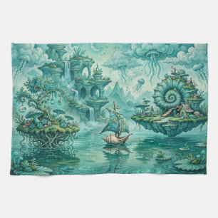 Linge De Cuisine Paysage Marin Rêveur Surréaliste Fantastique en Ve