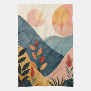 Linge De Cuisine Paysage montagnard bohème jumeaux soleils corail s