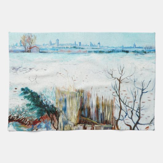 Linge De Cuisine Paysage neigeux avec Arles par Vincent van Gogh (Horizontal)
