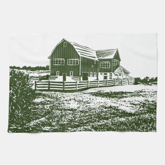Linge De Cuisine Paysage rural maison de ferme de style coupe (Horizontal)